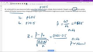 Oran testi  tek örneklem One sample test of a proportion [upl. by Arrec]