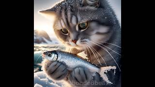 Ginger Cat frozen fish tales  cats Icy Quest  ginger cat survival shorts cat cute story ai [upl. by Eugenle228]