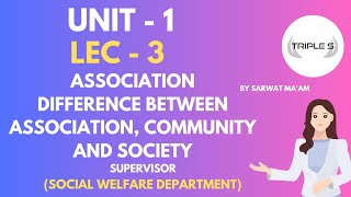 Lec 3  Association Difference between Association Community and Society Unit 1  Supervisor [upl. by Nibbor]