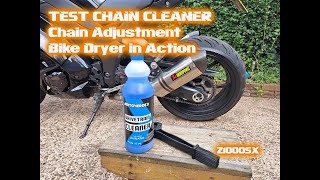 Chain Cleaner Review  Z1000SX Chain Adjust  Bike Dryer in Action 4K [upl. by Egidius]