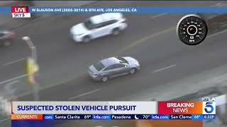 Authorities chase stolen vehicle suspect in LA County [upl. by Eitsim438]