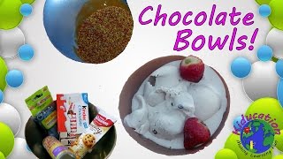 How to make Kinder chocolate bowls amp homemade icecream [upl. by Hannaoj]