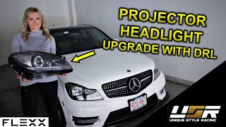 New Xenon Style Projector headlight upgrade on 2012 Mercedes CClass W204 [upl. by Lamrert638]