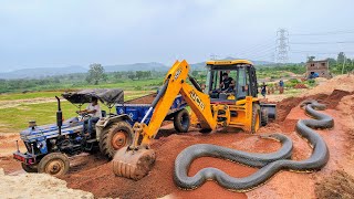 Jcb 3dx Machine Working Mud Loading With Mahindra and Swaraj Tractor  Jcb and Tractor Cartoon Video [upl. by Nyrroc183]