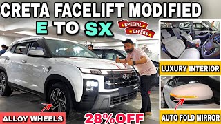 CRETA FACELIFT 2024 MODIFIED 🔥BASE E TO SX MODIFIED ✅ 5 hyundai parts FREE FREE FREE cretafacelift [upl. by Glory997]