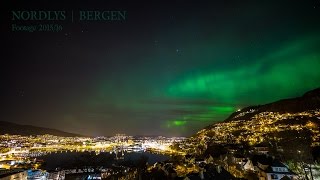 Nordlys over Byfjellene  Bergen Northern Lights Footage  Timelapse 4K UHD [upl. by Cosmo]