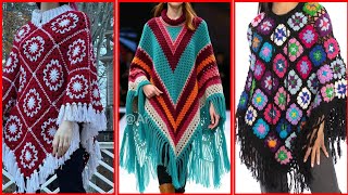 Bursting with charm this poncho delicately showcases crocheted floral patches2024 [upl. by Hayidah]