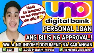 UNO BANK PERSONAL LOAN FAST APPROVALNO INCOME DOCUMENTS REQUIRED DI KO INEXPECT NA MAAPPROVE AKO [upl. by Amlev]