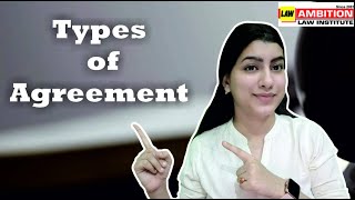 Types of Agreement  CLAT  DU LLB Indian Contract Act 1872  Deesha Pathak AmbitionLawInstitute [upl. by Anuaik720]