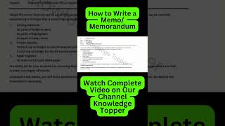 How to Write Memo or Memorandum in English  Business Communication shorts memo knowledgetopper [upl. by Atikat456]