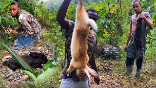 EPIC WILD RABBIT HUNT IN THE VALLEY CATCH CLEAN N COOK jERK ON OPEN FLAMS [upl. by Limay]