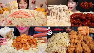 ASMR Creamy Pasta Mukbang Compilation 3  Alfredo pasta Asmr  Satisfying eating sounds [upl. by Selemas]