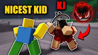 I 1v1ed The NICEST KID Using KJ In The Strongest Battlegrounds  Roblox [upl. by Ofella826]