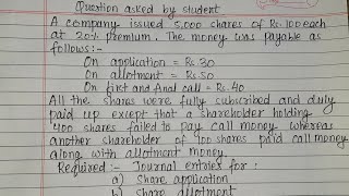 Class 12 Issue of shares for cash Calls in advance amp Calls in arrears in same question Important [upl. by Gwenore]