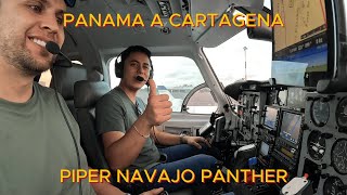 Llegando a Cartagena desde Panama en el hermoso Piper Navajo Panther PA31 [upl. by Colston]