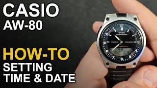 Casio AW80  Setting time and date  Module 2747 [upl. by Schinica]