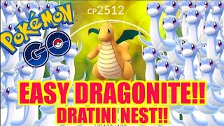 HOW TO GET DRAGONITE EASY NEW DRATINI NEST POKEMON GO [upl. by Llirred]