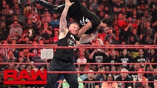 Brock Lesnar hits Seth Rollins with six F5s Raw Jan 28 2019 [upl. by Ydieh364]