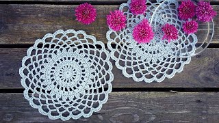 Simple Crochet Doily Tutorial Easy For Beginners [upl. by Sualokcin38]