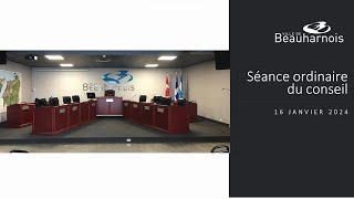 Ville de Beauharnois  Séance ordinaire du 16 janvier 2024 [upl. by Kcor]