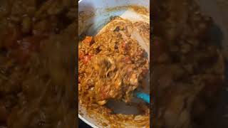 Brown stew chicken with rice cooking fypシ゚ shorts [upl. by Letnuahs]