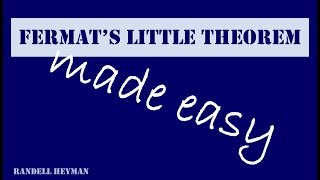 Fermats Little Theorem for Primality test  Fermats theorem in Cryptography  Shortcut to find mod [upl. by Ymot]