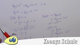 Logarithmusgleichung mit Substitution und pqFormel Beispiel Lösen von Gleichungen [upl. by Attelocin438]