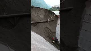 Amazing work  Barge unloading river sand process  relaxing video [upl. by Senzer723]