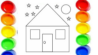 how to make a house from shapes 2d shapes drawing for kids how to make 2d shapes house for kids [upl. by Yssej]