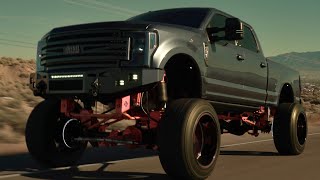 2017 F250 Air ride 1012” lift on 24x16 and 40s Diesel trucking sema truck [upl. by Peers730]