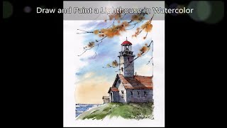 Paint a simple Old Lighthouse Line and wash watercolor Easy to follow with Peter Sheeler [upl. by Erminie]