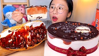 하겐다즈 쇼콜라 아이스크림 케이크🍫 초코 생크림 와플 디저트 먹방 Dessert Mukbang [upl. by Notpmah]