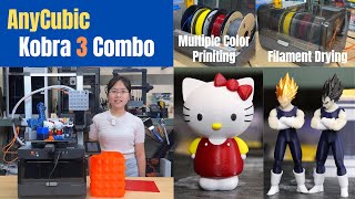 AnyCubic Kobra 3 Combo 3D Printer Multiple filament printing filament dryer print up to 8 colors [upl. by Anitnatsnok]