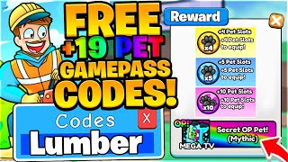 All FREE 19 PET EQUIP GAMEPASS Codes  Lumberjack Simulator Roblox [upl. by Vaish495]