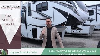 2023 Grand Design Solitude 3460FL  Blessed Express  Layzee Acres RV Sales [upl. by Tatman]