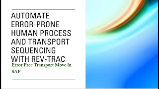 RevTrac with SAP How to move Transports in correct sequence in SAP [upl. by Hovey531]