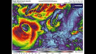 Wichura na zachodzie będzie potężna Prognozy siły wiatru dla Europy [upl. by Crystie]