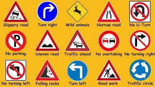 40 Important ROAD SIGNS That You Need To Know When Driving  Traffic Signs  English Vocabulary [upl. by Lauren227]