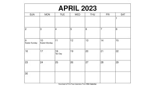 Free Printable April 2023 Calendar Templates With Holidays  Wiki Calendar [upl. by Onitnatsnoc719]