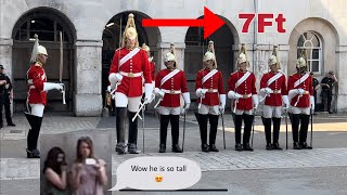 This Giant King’s Guard Surprises Tourists At The Horse Guard Parade With His Height  7Ft Tall [upl. by Soalokin]