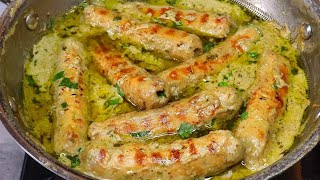 Afghani Malai Seekh Kebab Recipe  Chicken Malai Seekh Kabab With White Gravy [upl. by Airdni]