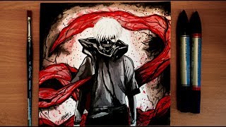 DESSINER KANEKI KEN AVEC DES FEUTRES AQUARELLES [upl. by Yeslehc331]