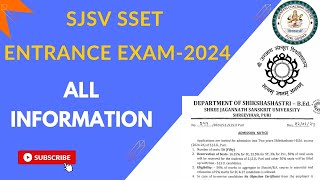 📌SJSV SSET2024 EXAM ALL INFORMATION  BSCC  Debabrata Sir [upl. by Adnarim]