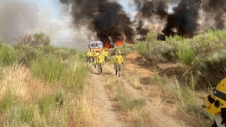 Portugal Forest fire forces firefighters to retreat as intense flames threaten their safety [upl. by Oler720]