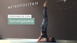 Posición de yoga Sarvangasana postura de la vela y posturas invertidas [upl. by Skolnik]