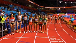 Womens 3000m Final World Athletics Indoor Championships Štark Arena Belgrade Serbia 31822 [upl. by Assilram]