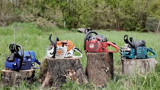 80cc category  Solo 675681 Stihl ms 500i Makita 7900 FarmerTec G466 BB [upl. by Nerrawed]