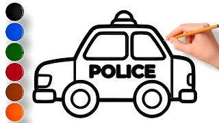 Police car drawing drawing  Easy car drawing tutorial  Learn amp Colour [upl. by Ayerf737]