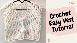 Easy Crochet Vest  Crochet V Neck Cardigan Vest Beginner Tutorial Moonflower Vest [upl. by Jameson323]