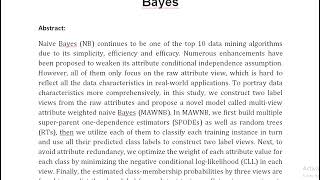 Multi View Attribute Weighted Naive Bayes [upl. by Campos650]